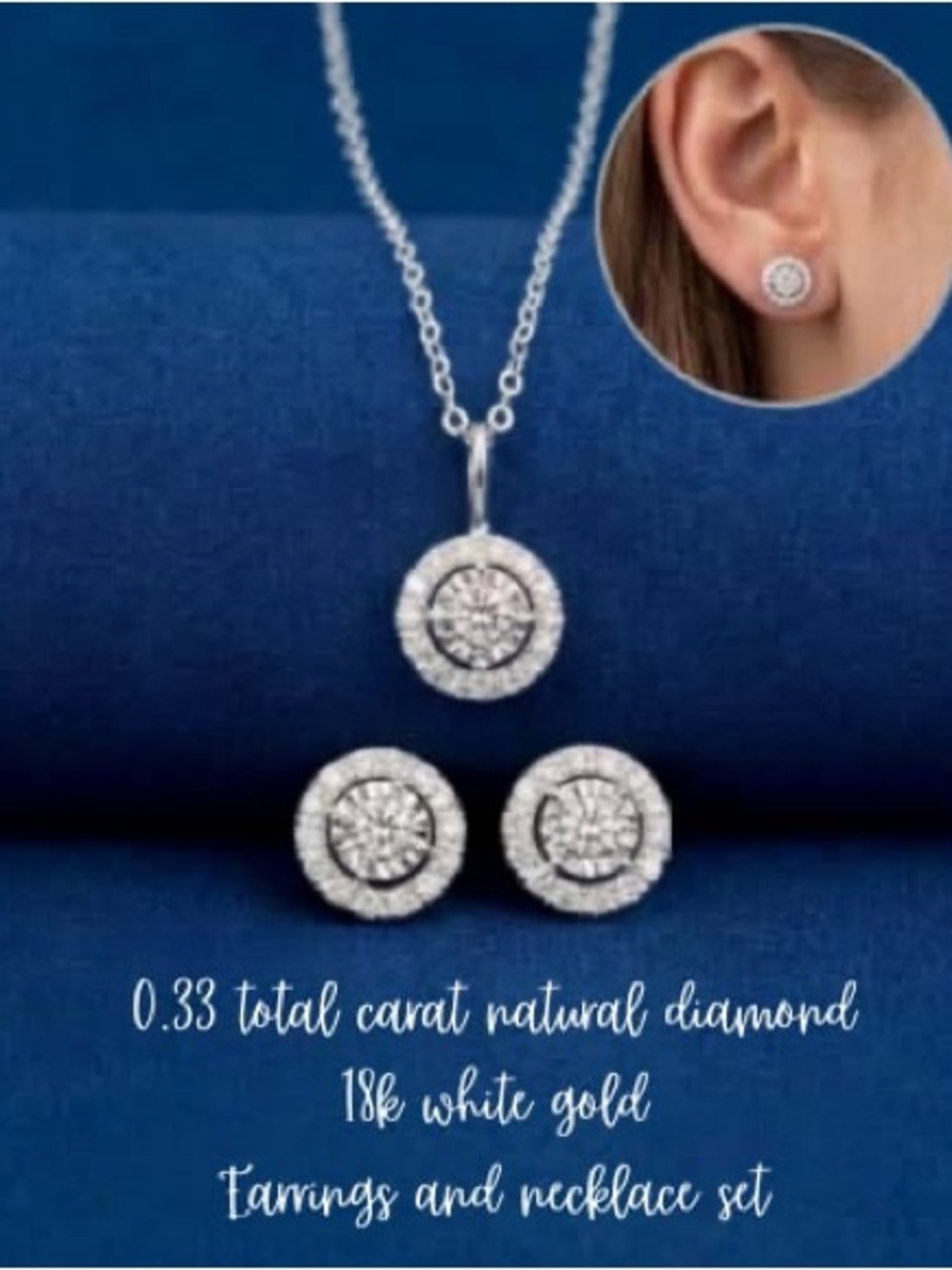 0.33ct Diamond White Gold Necklace & Earrings Set - White